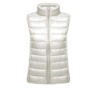 Leichte Daunenweste Damen Steppweste Leicht Ärmellose Daunen Weste Damen Dünne Übergröße Ultraleicht Light Daunenjacke Ärmellos Daunenmantel Steppjacke Ultraleichte Große Größen Winter Weiß L