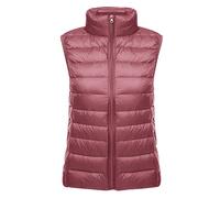 Leichte Daunenweste Damen Steppweste Leicht Ärmellose Daunen Weste Damen Dünne Übergröße Ultraleicht Light Daunenjacke Ärmellos Daunenmantel Steppjacke Ultraleichte Große Größen Winter Rosa M
