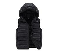 Leichte Daunenweste Jungen Mädchen Freien Steppweste mit Kapuze Jacke, Westen Jungen Gesteppte ärmellose Jacke Weste Reißverschluss Winter Kapuzenweste Winddichte Mantel Outfits 3-15 Jahre