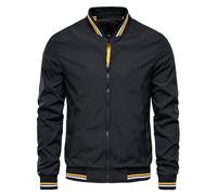 Leichte Herrenjacken Sommer Lässige Elegante Jacke Herbst Windbreaker Bomberjacken Leicht Dünn Lässig Reißverschluss Fliegerjacke Militär Bomberjacken Sport Bomber Baseballjacken, Schwarz , 5XL