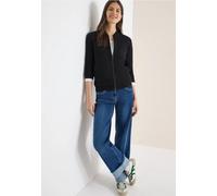 Blouson CECIL, Damen, Gr. L (42), schwarz, Stoff, 46% Modal, 46% Polyester, 8% Elasthan, unifarben, comfort fit normal, Rundhals, abgesteppt, Jacken Blouson, Rundhalsausschnitt (87734456-L) schwarz