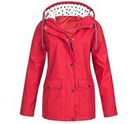 Leichte Jacke für Damen, einfarbig, modisch, lässig, Reißverschluss, Knopf, Doppeltasche, Kordelzug, mit Kapuze, Ladungsmantel, Übergröße, Hoodie-Mäntel, wassermelone, 46