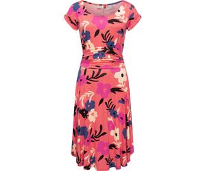 Leichte Jerseykleid im Blumenprint "Yvone Flowers" Coral S