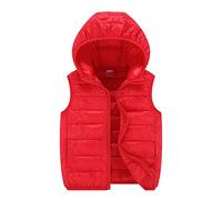 Leichte Jungen Mädchen Freien Steppweste mit Kapuze Ärmellos Winter Solide Mäntel Kapuzenjacke Weste Oberbekleidung Outfits Kleidung Weste Winddichte Jacke Reißverschluss Outwear