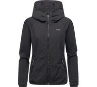 Outdoorjacke RAGWEAR "Dizzie A YOUMODO", Damen, Gr. M (38), schwarz, Material: 68% Baumwolle, 32% Nylon, regular fit hüftbedeckend, hoch geschlossener Ausschnitt, Ärmel ohne Ärmelschlitz elastischer B