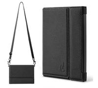 Leichte Reisepasshülle mit RFID-Blockierung, 2 SIM-Kartenfächer, abnehmbarer Gurt und Auswurfstift, schlanker Reisepass-Organizer, für Damen und Herren, Schwarz, Für Reisen