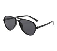 Leichte Retro für Piloten-Sonnenbrille für Männer Frauen, UV400-Schutz PC-Rahmen mit breiter Linsenabdeckung, schwarzer Rahmen, graue Linse, leicht für Fliegersonnenbrille (D)