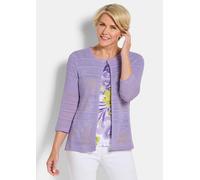 Sommerjacke GOLDNER "Shirtjacke mit Häkchenverschluss", Damen, Gr. 38, lila (flieder), Obermaterial: 100% Polyester PES., gerade, Jacken, luftig leichte Stoffquälität (69536525-38) flieder