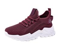 Leichte Slip-On-Mesh-Turnschuhe für Damen, atmungsaktiv, Sommer, Wanderschuhe, flach, lässig, Sneaker, Fußgewölbeunterstützung, Memory-Schaum, Keilloafer-Stil, violett, 39 EU