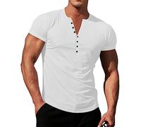 Leichte Sommer Tshirt Herren - Leichte Dünne T-Shirts Herren Baumwolle - T Shirt Mit Knopfleiste Herren Kurzarm - Muskelshirt Oversize Sweatshirt Männer T Shirt Fitness Tshirts Sportshirt Oberteile
