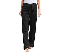 Leichte Sommerhose Damen Leinenhose Sommer Lang Weites Bein Relaxhose Stretch Hosen Elegant Freizeithose Große Größen Pyjamahose Relaxhose Mit Gummibund Stoffhose Strandhose