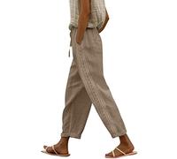 Leichte Sommerhose,Damen Weite Beine Hose Sommer Loose Damen Culotte-Hose Luftige Sommerhosen Damen Grosse Marlenehose Elegant Hohe Taille Freizeithose Lang Mit Seitentasche