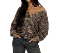Leichte Sommerjacke Damen Cardigan Damen Leicht Langarm: Strickjacke Damen Kurz Böhmische Häkeljacke mit Knöpfe, Strand- und Urlaubsjacke, Warme Übergangsjacke XL 1 Coffee
