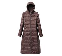 Leichte Steppjacke Damen Lang Daunenjacke Damen Leicht Puffer Jacke Damen Langer Daunenmantel Lang Leichter Steppmantel Down Jacket Women Gesteppte Jacke Daunen Federleichte Daunenjacke Damen Kaffee