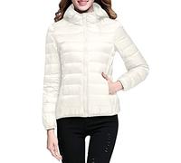 Leichte Steppjacke Damen Ultraleichte Übergangsjacke Kurz Daunenjacke Herbst Puffer Jacke Damenjacken Für Den Übergang Mädchen,01 Weiß,S 0