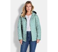 Kurzjacke GOLDNER "Kurzgröße Leichte Steppjacke mit Kapuze", Damen, Gr. 23, grün (salbei), Obermaterial: 100% Polyamid PA., gerade, Jacken Kurzjacke, Mit dekorativen Ripsbändern (29482442-23) salbei