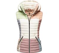 Navahoo Damen Steppweste mit Abnehmbarer Kapuze Colourblocking-Stil Shadaa Multikulti Multicolour Pastel Gr. S