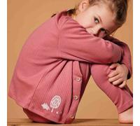 Leichte Strickjacke Ripp altrosa mit Print 86/92