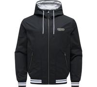 Outdoorjacke RAGWEAR "Stewan YOUMODO", Gr. XL (54), schwarz, Obermaterial: 65% Baumwolle, 35% Nylon; Innenfutter: 100% Baumwolle; Ärmelfutter: 100% Polyester, gerade hüftlang, hoch geschlossener Aussc