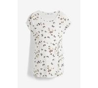 Umstandsbluse BONPRIX, Damen, Gr. 34, bunt (wollweiß), Web, Obermaterial: 100% Viskose, bedruckt, figurumspielend hüftbedeckend, Rundhals, Blusen Umstandsbluse, figurumspielende Passform, mit kurzem A
