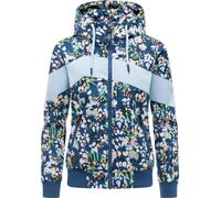 Outdoorjacke RAGWEAR "Nuggie Block Flower", Damen, Gr. S (36), night blau26, Jacken Outdoorjacke, modische Damen Freizeitjacke mit floralem Print (82272826-S) night blau26