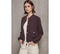 Blouson STREET ONE STUDIO, Damen, Gr. 46, rot (fudge rot), Web, Obermaterial: 66% Baumwolle, 30% Polyester, 4% Elasthan; Futter: 100% Polyester, unifarben, regular fit normal, Rundhals, elastischer Bu