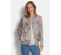 Kurzjacke GOLDNER "Satinjacke mit Patch-Design", Damen, Gr. 52, rosa (salbei, rosé, gemustert), Obermaterial: 100% Viskose CV., gerade, Jacken Kurzjacke, seitliche Eingriffstaschen (25303821-52) salbe