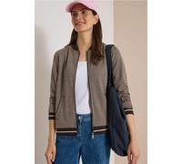 Blouson CECIL, Damen, Gr. L (42), braun (raw chocolate braun), Stoff, 65% Viskose, 32% Polyester, 3% Elasthan, gemustert, comfort fit normal, hoch geschlossener Ausschnitt, Bündchen, Jacken Blouson, m