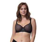 Leichter Comfort T-Shirt BH für Damen, mit atmungsaktiven Spacer Cups, gepolsterten Trägern, Full Cup Bügel-BH, Leila D001725, Schwarz, 90D
