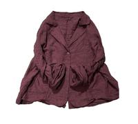 Leichter Damen-Blazer aus 100 % Leinen, lange Ärmel, Knopfleiste, lässig, Sommer, Herbst, kurzer Blazer, Jacke, Mantel, Violett, Einheitsgröße