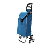 Leichter Einkaufswagen, Zusammenklappbarer Einkaufstrolley, 35 l, abnehmbar, 6 Räder, treppensteigernd, mehrfarbig(Blue)