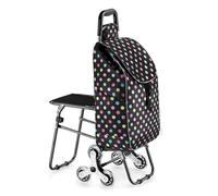 Leichter Einkaufswagen, Zusammenklappbarer Einkaufswagen mit Sitz, 88 x 26 cm, 35 l, 50 kg, Treppensteigen