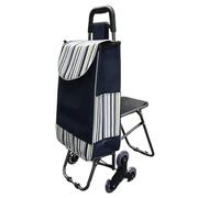 Leichter Einkaufswagen, Zusammenklappbarer Einkaufswagen mit Sitz und 6 Treppensteigerrädern