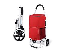 Leichter Einkaufswagen, Zusammenklappbarer, isolierter, abnehmbarer Einkaufswagen, 40 l, 50 kg, 2 Räder, 2 Seile, mehrfarbig(Red)
