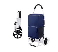 Leichter Einkaufswagen, Zusammenklappbarer, isolierter, abnehmbarer Einkaufswagen, 40 l, 50 kg, 2 Räder, 2 Seile, mehrfarbig(Blue)