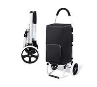 Leichter Einkaufswagen, Zusammenklappbarer, isolierter, abnehmbarer Einkaufswagen, 40 l, 50 kg, 2 Räder, 2 Seile, mehrfarbig(Black)