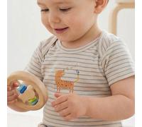People Wear Organic Kurzarm-Body blaugrau geringelt Gr. 86/92