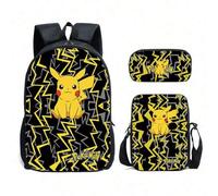 Leichter Outdoor-Rucksack mit 3D-Cartoon-Muster von Pokémon Pikachu, Schulrucksack aus Polyester mit großer Kapazität, bequem und belastungsreduzieren