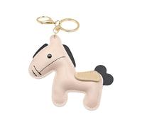 Leichter PU-Schlüsselanhänger mit schönem Pferde-Anhänger, modische Kette, Off White1
