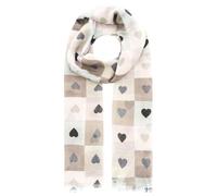 Leichter Schal Zwillingsherz "Herzchen & Karos" - in zwei Farben beige/hellblau