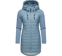 Steppmantel RAGWEAR "Lucinda Long" Gr. S (36), blau (stahlblau) Damen Mäntel Übergangsmäntel Mantel aus modernem Materialmix mit Kapuze (78037148-S)