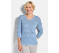 Leichter Strickpullover mit Ajourmuster blau 54