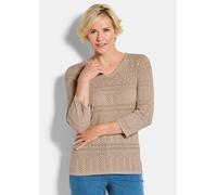 Leichter Strickpullover mit Ajourmuster braun 44