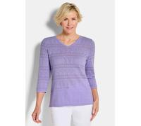 Leichter Strickpullover mit Ajourmuster lila 25