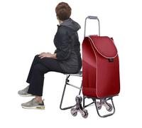 Leichter, tragbarer Einkaufswagen mit 6 Rädern mit Sitz und wasserdichter Abdeckung, multifunktionaler Einkaufswagen für Senioren, einfach und bequem zu kaufen