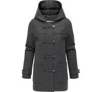 Ragwear Damen leichter, kurzer Wintermantel in Wolloptik mit Reißverschluss und Knopfleiste im Duffle Style Parka Duffina YOUMODO Dark Grey Gr. XS