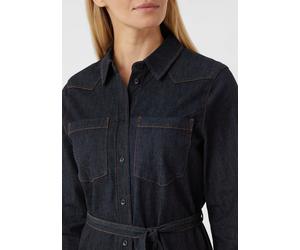 Leichtes Denimkleid in Midilänge mit Bindegürtel blau 36