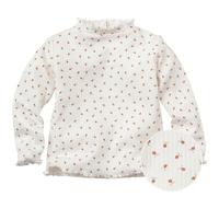 Leichtes elastisches Langarmshirt Stehkragen kleine Beeren weiß 62/68