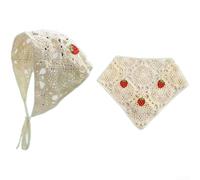 Leichtes Häkel-Stirnband-Handtuch aus Wolle mit hohlem Dreiecksausschnitt und Erdbeer-Jacquard für alle Jahreszeiten, (B)
