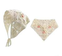 Leichtes Häkel-Stirnband-Handtuch aus Wolle mit hohlem Dreiecksausschnitt und Erdbeer-Jacquard für alle Jahreszeiten, (D)